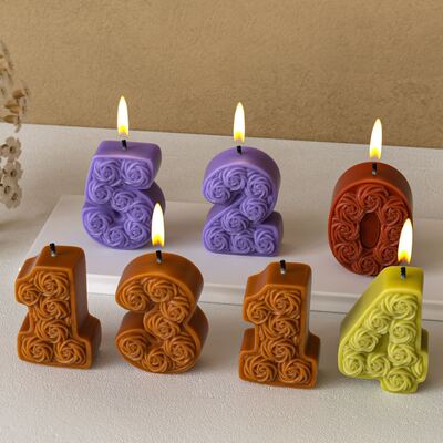 DIY rose Arabic numeral candle ornament silicone mold aromatherapy gypsum resin drip mold