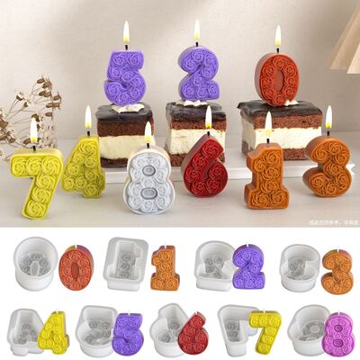 DIY rose Arabic numeral candle ornament silicone mold aromatherapy gypsum resin drip mold