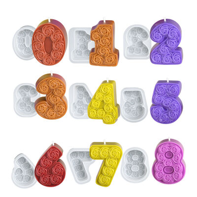 DIY rose Arabic numeral candle ornament silicone mold aromatherapy gypsum resin drip mold