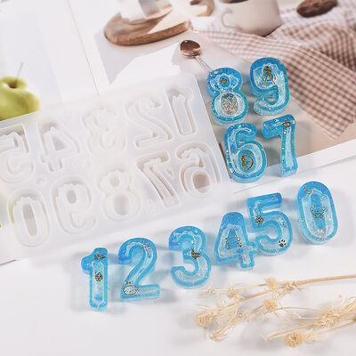 DIY crystal resin drop glue Arabic numerals quicksand keychain pendant pendant silicone mold