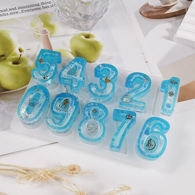 DIY crystal resin drop glue Arabic numerals quicksand keychain pendant pendant silicone mold