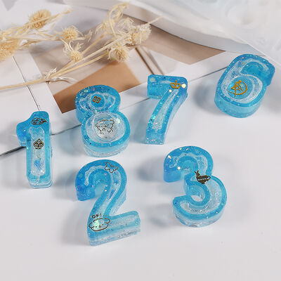 DIY crystal resin drop glue Arabic numerals quicksand keychain pendant pendant silicone mold