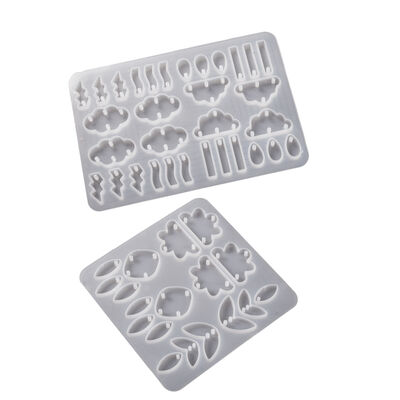 Crystal dropper DIY resin mirror connected earrings pendant jewelry pendant cloud leaf pendant silicone mold