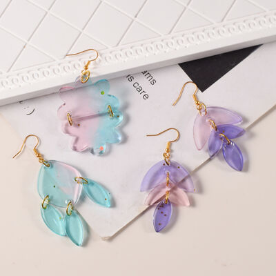 Crystal dropper DIY resin mirror connected earrings pendant jewelry pendant cloud leaf pendant silicone mold