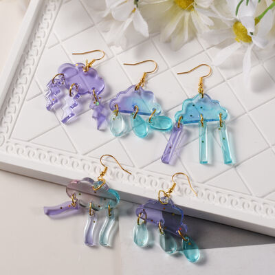 Crystal dropper DIY resin mirror connected earrings pendant jewelry pendant cloud leaf pendant silicone mold