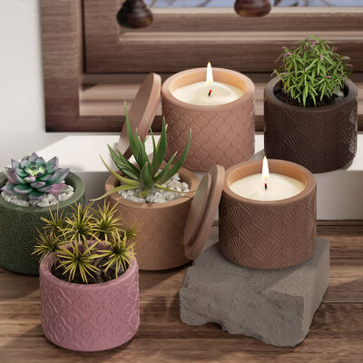 DIY crystal drip glue cement fish scale leaf pattern flower pot storage box gypsum candle cup ornament silicone mold