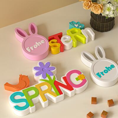 New Easter letter silicone mold DIY chicken rabbit flower letter ornament gypsum mold