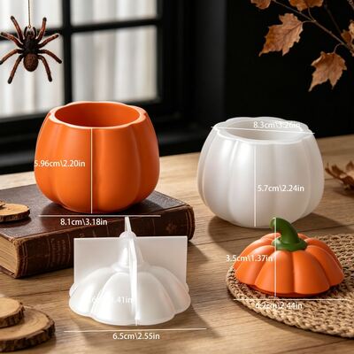 Pumpkin storage jar silicone mold DIY Halloween aromatherapy gypsum candle cup decoration mold