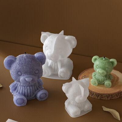 3D sitting and standing flower skirt teddy bear gypsum jewelry mold DIY aromatherapy candle ornament silicone mold