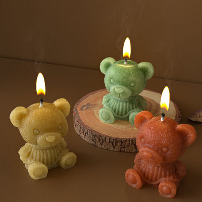 3D sitting and standing flower skirt teddy bear gypsum jewelry mold DIY aromatherapy candle ornament silicone mold