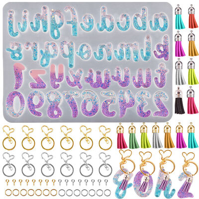 Crystal Drip Glue DIY Lowercase English Letter Pendant Hanging Decoration Silicone Mold Digital Keychain Pendant