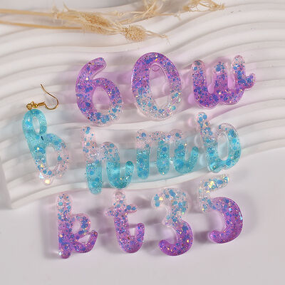 Crystal Drip Glue DIY Lowercase English Letter Pendant Hanging Decoration Silicone Mold Digital Keychain Pendant