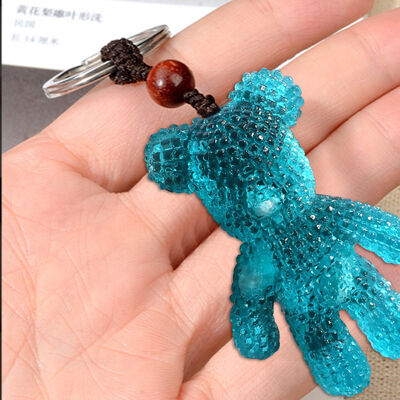 DIY crystal dropper mold 3D diamond bear rabbit violent bear keychain backpack buckle silicone mold