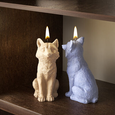 Crystal Drip Glue 3D Sitting Wolf Dog Ornament DIY Candle Aromatherapy Gypsum Silicone Mold Wholesale