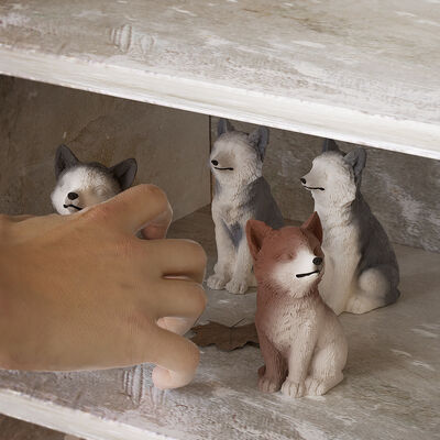 Crystal Drip Glue 3D Sitting Wolf Dog Ornament DIY Candle Aromatherapy Gypsum Silicone Mold Wholesale