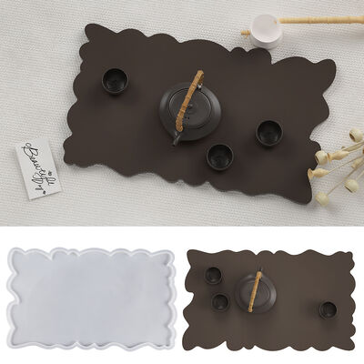 Cristales bricolaje caída de pegamento en forma de gran péndulo rectangular Molde irregular Rectangular bandeja de frutas bandeja de yeso Molde de silicona