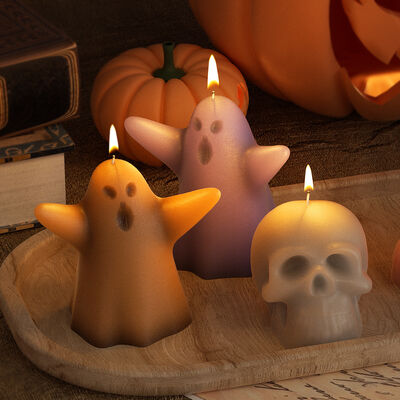 Halloween Dropping Gel Skull Ghost 3D Stereoscopic Grinding Tool DIY Gypsum Aromatherapy Candle Silicone Mold