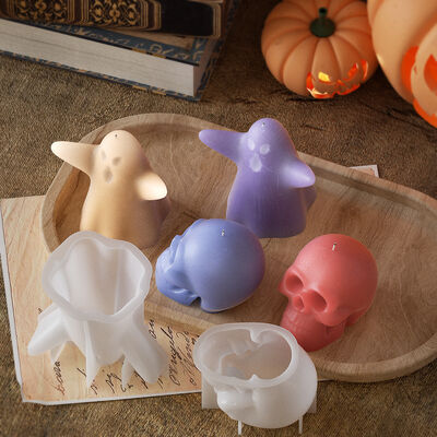 Halloween Dropping Gel Skull Ghost 3D Stereoscopic Grinding Tool DIY Gypsum Aromatherapy Candle Silicone Mold