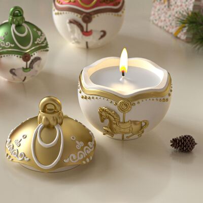 Cross border wooden horse lace striped circular bell storage box, candle cup, gypsum silicone mold