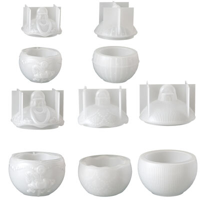 Cross border wooden horse lace striped circular bell storage box, candle cup, gypsum silicone mold