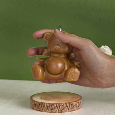 Aromatherapy Gypsum Bow Bear Silicone Mold DIY Sitting Big Belly Bear Candle Mold