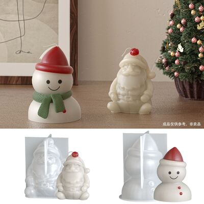 Aromaterapia yeso adorno de muñeco de nieve de Navidad molde de silicona DIY decoración de velas de Navidad molde
