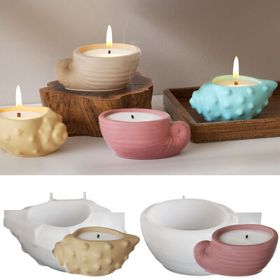 DIY Cemento de yeso Aromaterapia Candela Taza, Polka Dot rayada Concha espejo Resina Ornamento creativo, Molde de silicona