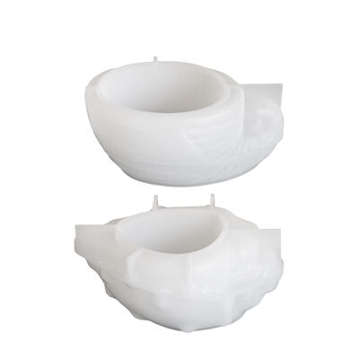 DIY Cemento de yeso Aromaterapia Candela Taza, Polka Dot rayada Concha espejo Resina Ornamento creativo, Molde de silicona