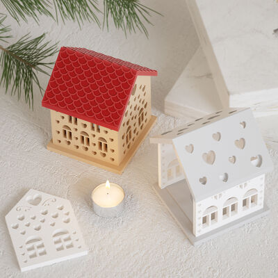 DIY resin plaster house small night light splicing Christmas house candle base silicone mold