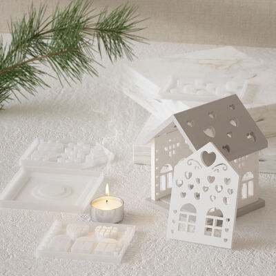 DIY resin plaster house small night light splicing Christmas house candle base silicone mold