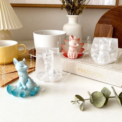 Nine Tailed Fox 3D Stereoscopic Silicone Mold DIY Aromatherapy Gypsum Candle Expansion Stone Fox Pendant Dropping Mold