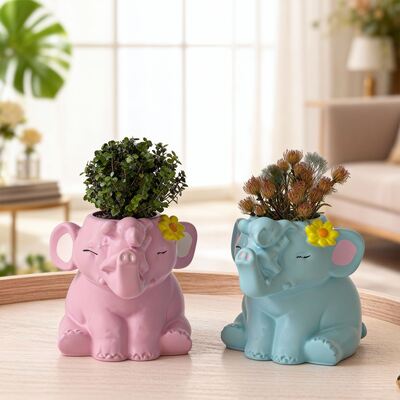 Cross border new product elephant flower pot storage jar silicone mold DIY elephant vase candle cup gypsum mold