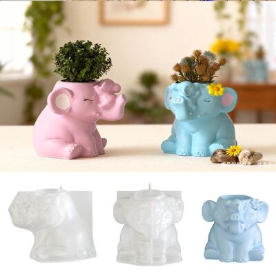 Cross border new product elephant flower pot storage jar silicone mold DIY elephant vase candle cup gypsum mold