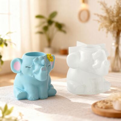 Cross border new product elephant flower pot storage jar silicone mold DIY elephant vase candle cup gypsum mold