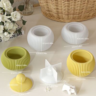 Ins estilo Raya vertical tarro de almacenamiento goteo pegamento molde DIY esférico superior yeso de aromaterapia vela taza ornamento molde de silicona