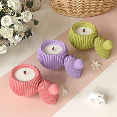 Ins estilo Raya vertical tarro de almacenamiento goteo pegamento molde DIY esférico superior yeso de aromaterapia vela taza ornamento molde de silicona