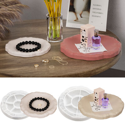 DIY Crystal Drip Glue Gypsum Cement Relief Rock Pattern Tray Dish Storage Plate Mirror Silicone Mold