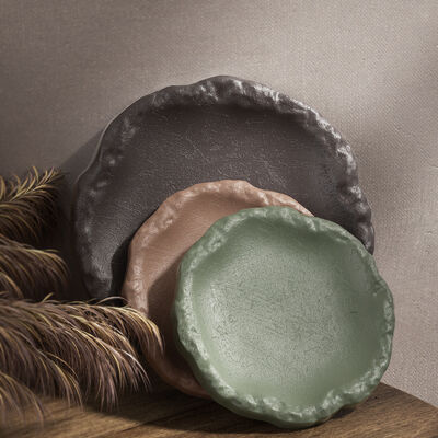 DIY Crystal Drip Glue Gypsum Cement Relief Rock Pattern Tray Dish Storage Plate Mirror Silicone Mold
