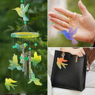 DIY Molde de resina de caída de cristal múltiple Pequeño colibrí Chime de viento colgante Molde de silicona fuente mayorista
