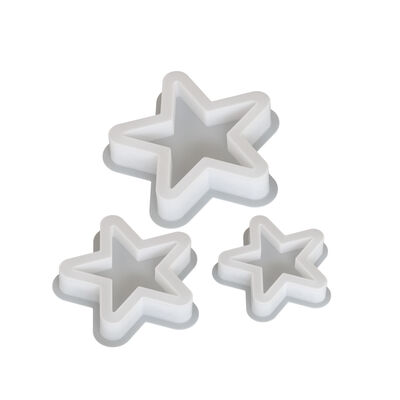 Molde de silicona de bricolaje para contenedores de velas de almacenamiento de estrellas de cinco puntas grandes, medianas y pequeñas, bandeja con patrón de estrellas y lunas, molino de yeso