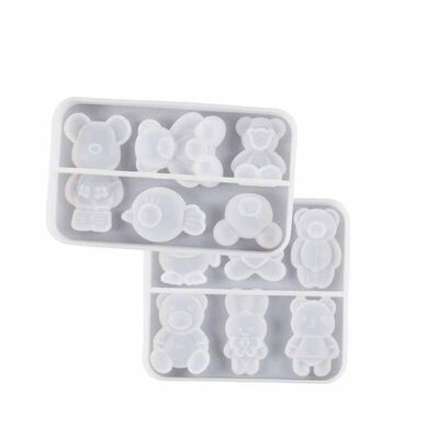 DIY Drip Glue Love Bear Head Sitting Straight Hand Bear Little Bird Little Rabbit Hole Shoes Hairclip Patch Silicone Mold
