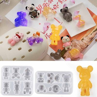 DIY Drip Glue Love Bear Head Sitting Straight Hand Bear Little Bird Little Rabbit Hole Shoes Hairclip Patch Silicone Mold