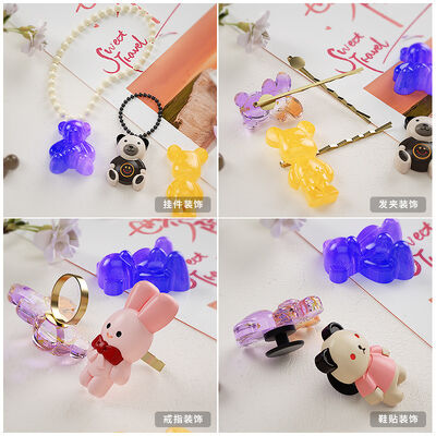 DIY Drip Glue Love Bear Head Sitting Straight Hand Bear Little Bird Little Rabbit Hole Shoes Hairclip Patch Silicone Mold