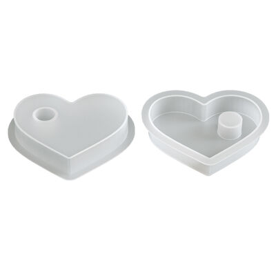 Yeso para aromaterapia, soporte para velas en forma de corazón, base de silicona, molde DIY, portavelas fino en forma de corazón