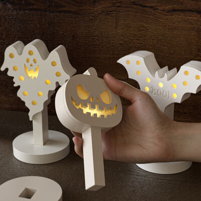 Halloween Ghost Bat Pumpkin Hollow Egg Lamp Silhouette Ornament Lamp Holder Gypsum Silicone Mold