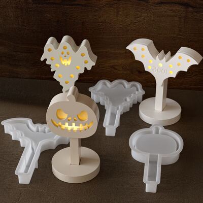 Halloween Ghost Bat Pumpkin Hollow Egg Lamp Silhouette Ornament Lamp Holder Gypsum Silicone Mold