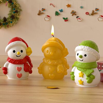 DIY Christmas Snowman Silicone Mold Aromatherapy Candle Love Pentagram Snowman Gypsum Mold