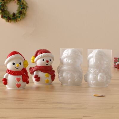 DIY Christmas Snowman Silicone Mold Aromatherapy Candle Love Pentagram Snowman Gypsum Mold