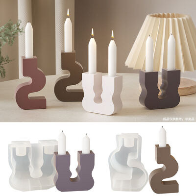 Dropping gum U-shaped S-shaped wavy candle holder DIY aromatherapy gypsum candle holder candle stand silicone mold