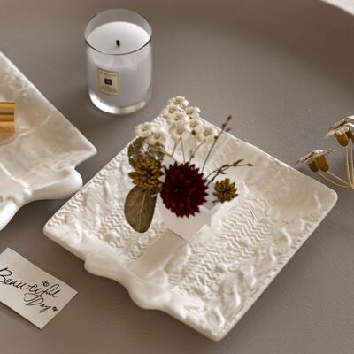 Square bow relief pattern tray silicone mold DIY aromatherapy gypsum disc drip mold